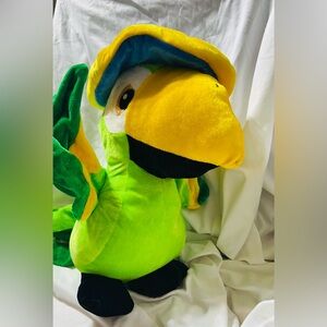 Colorful Parrot with Big Blue Hat, Plush Toy